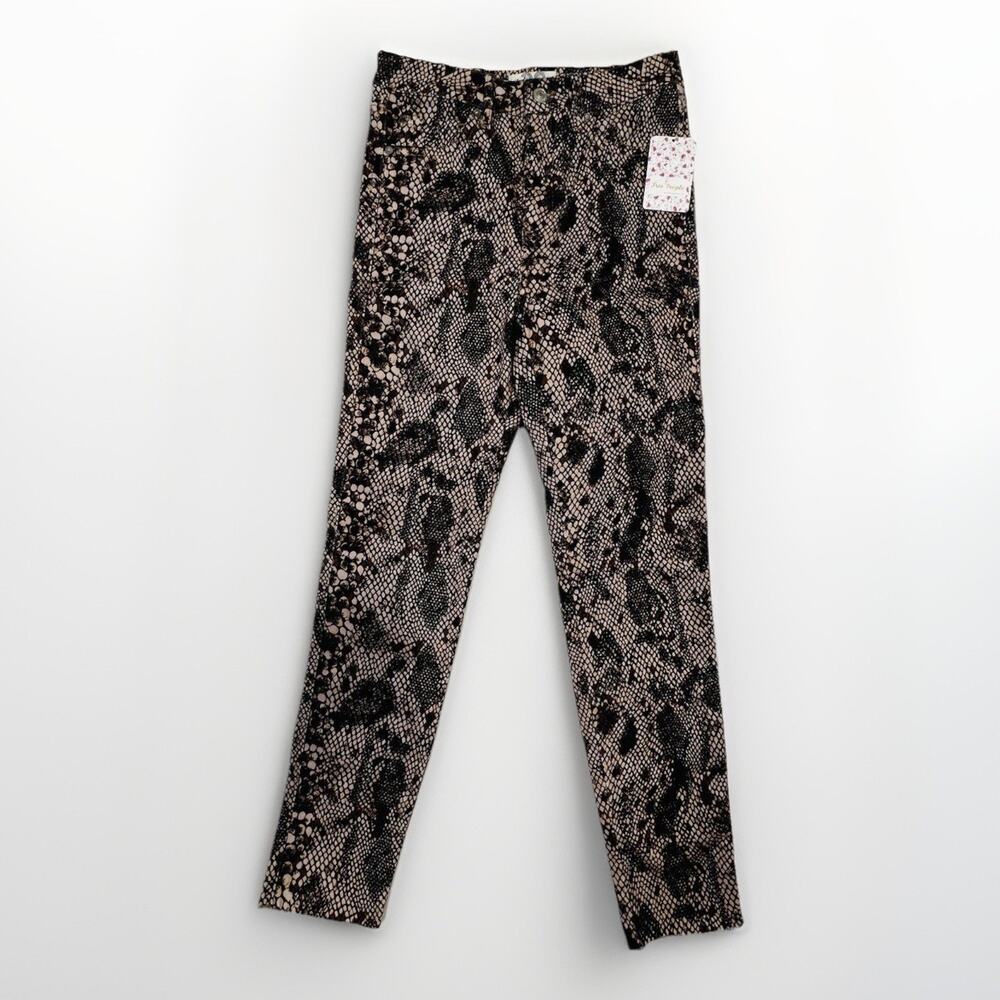 Free People Jeans Womens 28 Hi Waist Two Faced Snake Skin Skinny Print Pockets